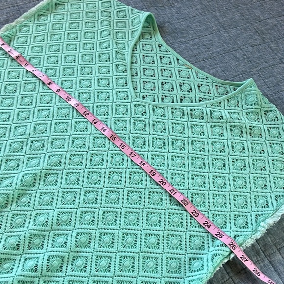 Fringed Crochet Swim Beach Cover Tunic Pastel Mint Green | XL - Picture 6 of 8